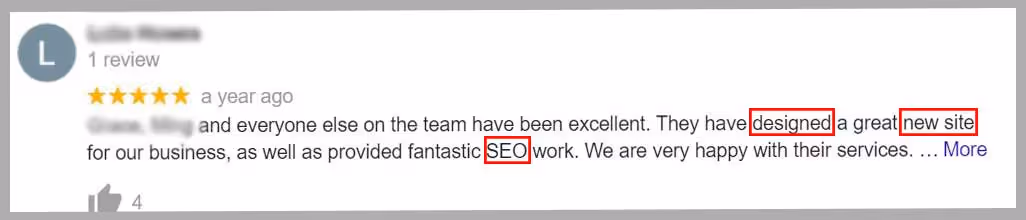 Google My Business Review with Keywords