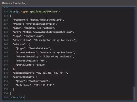 Paste the schema code into the body tag
