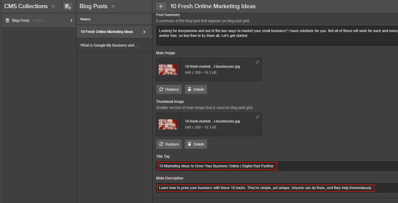 blog post in webflow