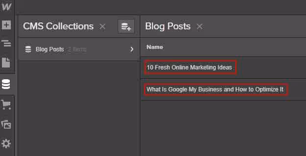 blog post in webflow